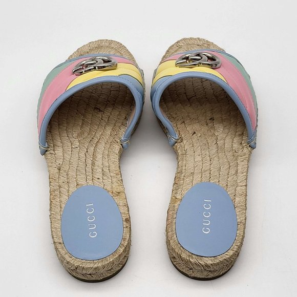 100% Authentic Gucci GG Marmont Multicolor Sandal Espadrilles - Picture 6 of 10